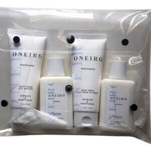 Oneiro Sunchasers Travel Set Body Milk Body Wash Two Conditioners + Bag